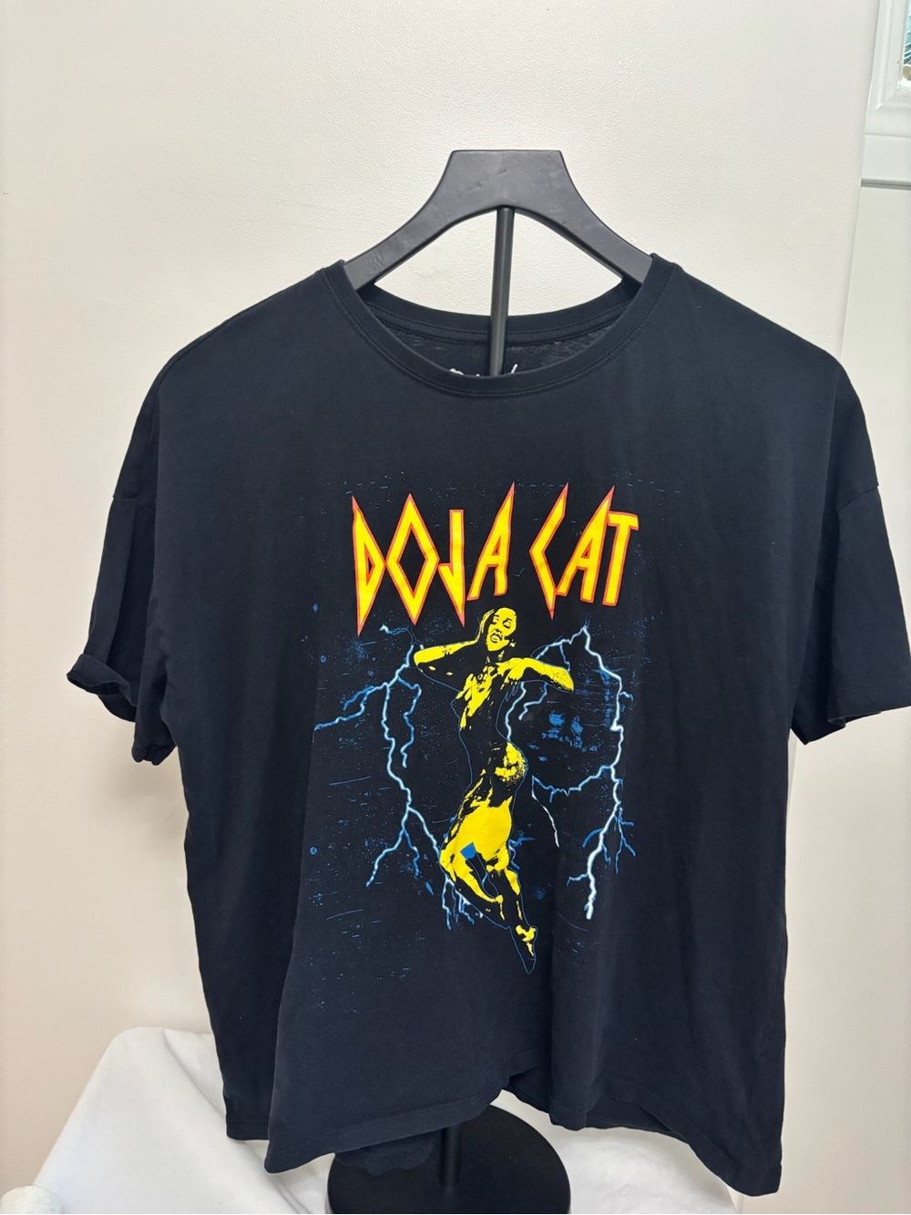 Black Graphic Tee with Lightning Print